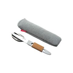 Couverts pour repas nomade - couverts de randonnée - livrés dans un étui en néoprène - couverts en acier inoxydable - couverts inox - couverts de voyage